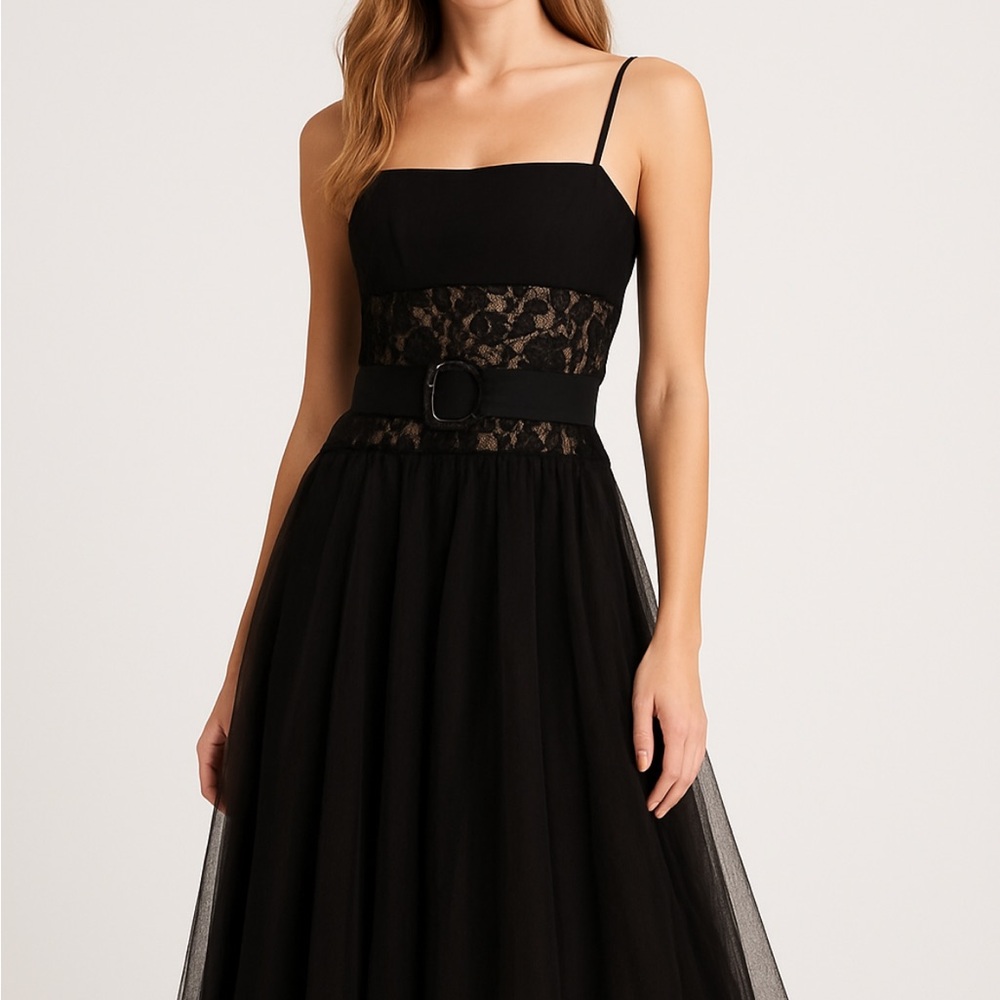 White House Black Market Strapless Black Lace Dress